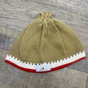 Haiti Baby Hand Knit Baby Hat 100% Pima Cotton Fair Trade SZ 0-12 Months Tan Red